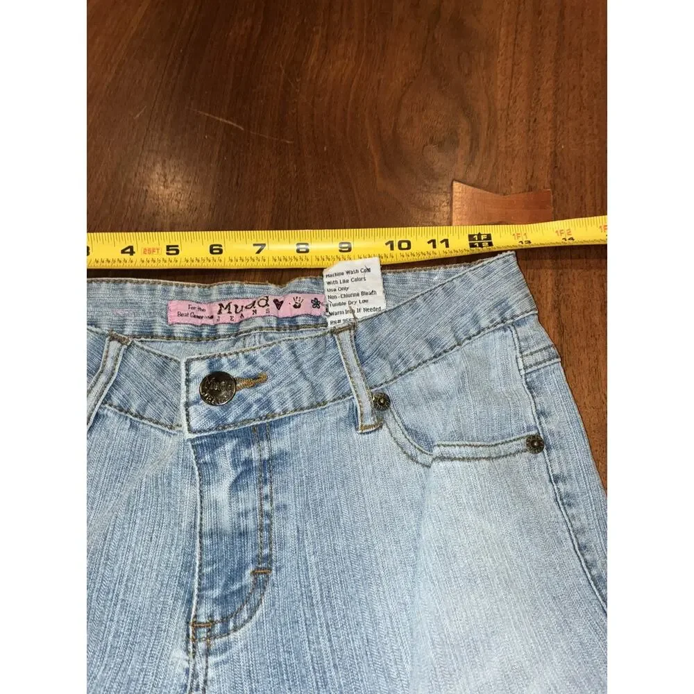 Vintage 90s, Y2K Mudd jeans Jr 3 Blue Low/Mid Rise Denim Flared / Bell‎ Leg